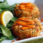 Baked Lump Crab Cakes with Red Pepper Chipotle Lime Sauce (Gina's Skinny)