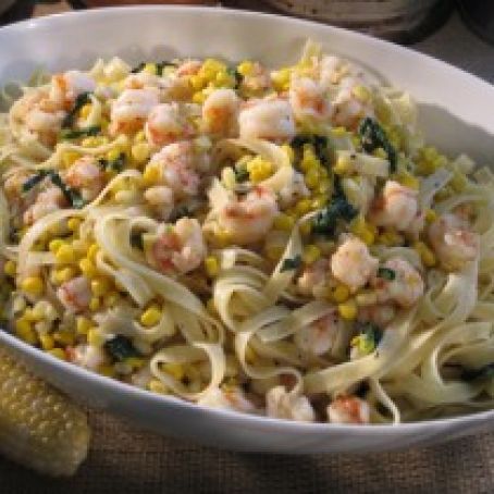 Fettuccine with Rock Shrimp, Corn & Jalapeño