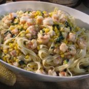 Fettuccine with Rock Shrimp, Corn & Jalapeño