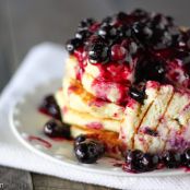 Lemon Ricotta Pancakes with Blueberry Sauce