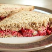 Vanilla Bean Brown Sugar Almond Butter & Mashed Fresh Raspberry Sandwich
