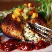 Emeril's Delmonico Crab Cakes with Mustard Creme Fraiche