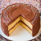 Yellow Cake with Chocolate Buttercream Frosting