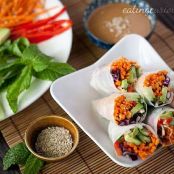 Vegetable Salad Rolls & Almond-Lime Sauce