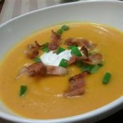 Roasted Butternut Squash Soup with Apples and Bacon