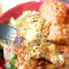 Pepper Jack Cheese Stuffed Meatballs and Tomato Sauce