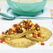 Fried Green Tomato Salad with Warm Corn Salsa
