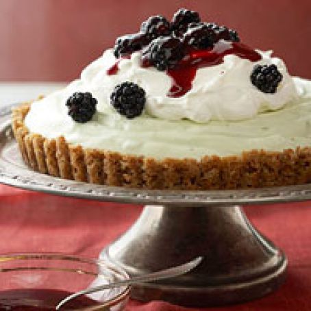 Pretzel-Crusted Lime Mousse Tart with Blackberry Sauce