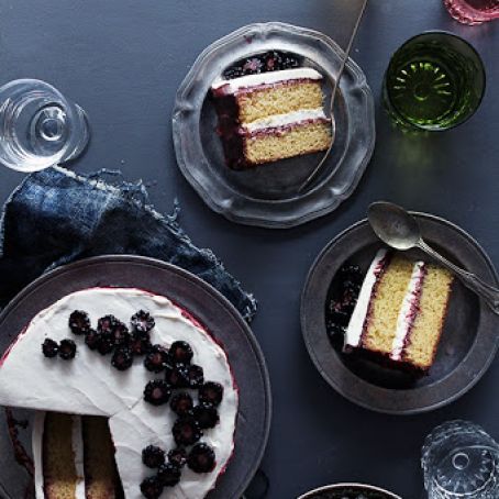 Black Tea Cake with Blackberry Lime Jam & Honey Whipped Cream