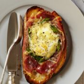 Baked Eggs with Spinach, Asparagus, and Prosciutto