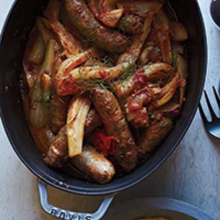 Stewed Sweet Sausages in Fennel-Tomato Sauce