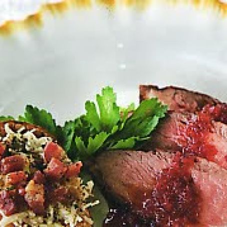 Seared duck breast with espelette pepper jelly