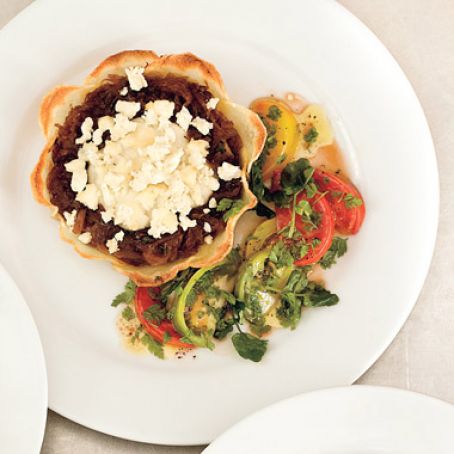Potato-Crusted Goat Cheese Tart with Heirloom Tomato Salad