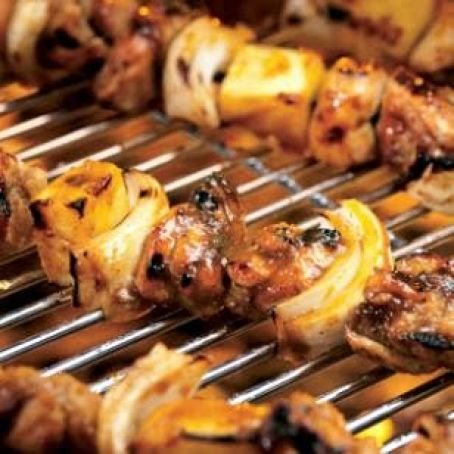 Caribbean Chicken & Pineapple Kebabs with Banana Salad