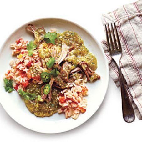 Roasted Chili Verde with Pork and Rice Recipe Print Page | MyRecipes.com