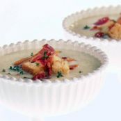 Cold Cauliflower Soup with Bacon and Croutons
