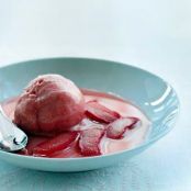 RHUBARB SORBET w/VANILLA RHUBARB COMPOTE