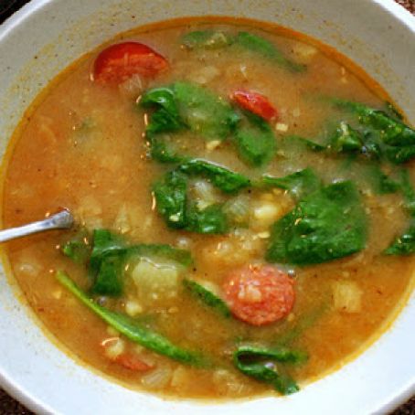 Sweet potato and spicy sausage soup