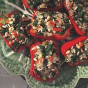 Roasted Red Peppers Stuffed with Kale & Rice