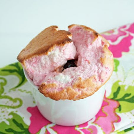 Low Carb Raspberry Souffle w/ Molten Chocolate Center
