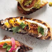 Grilled Corn, Crema Mexicana & Cilantro Crostini