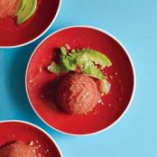 AVOCADO w/SAVORY TOMATO SORBET