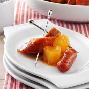 Barbecued Sausage Bites with Pineapple