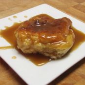 White chocolate French bread pudding w/caramel sauce