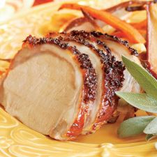 Glazed Pork Roast with Carrots, Parsnips & Pears