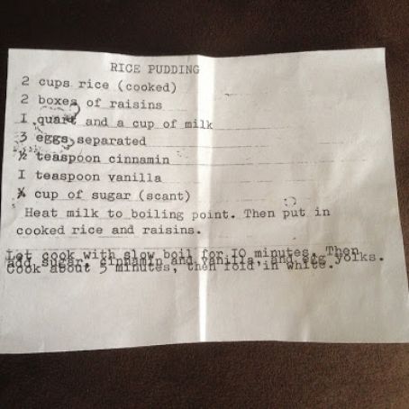 Grandma Fran's Rice Pudding