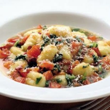 Gnocchi with Tomatoes, Pancetta & Wilted Watercress