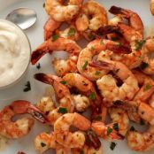 Broiled Garlic Butter Shrimp with Lemon Aioli