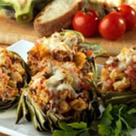 Baked Stuffed Artichokes with Foccacia appetizer