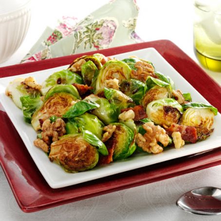 Roasted Brussels Sprouts with Bacon and Walnuts