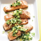 Salmon with Spicy Cucumber-Pineapple Salsa