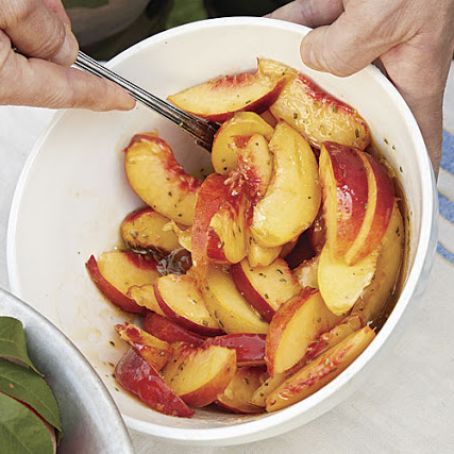 Sherry Vinegar and Rosemary Marinated Peaches