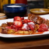 Creme Brulee French Toast with Drunken Strawberries