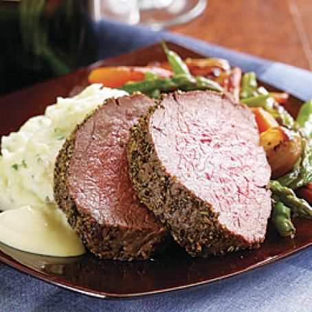 Fennel & Rosemary Beef Tenderloin with Creamy Mustard Sauce