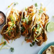  Fish Tacos (Oven-Fried) with Crunchy Slaw & Sriracha Yogurt