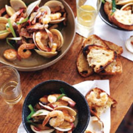 Saucy Clams and Shrimp with Wild Mushrooms