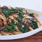 Whole Wheat Penne with Mushrooms, Kale and Hazelnut Gravy