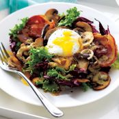Pancetta and Egg on Hearty Greens