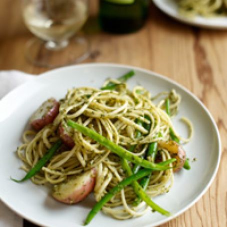 Trenette with Pesto, Beans and Potatoes