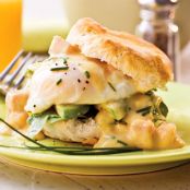 Spicy Ham-and-Eggs Benedict With Chive Biscuits