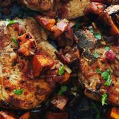 Maple-Ginger Pork Chops with Caramelized Sweet Potatoes