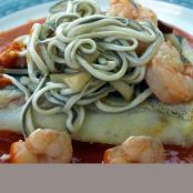 PESCADO AL MORRON CON CAMARONES Y ANGULAS
