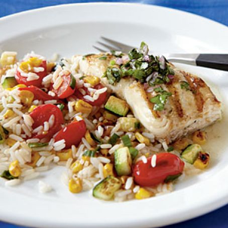 Pan-Grilled Halibut with Chimichurri