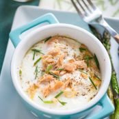 Smoked Salmon Baked Eggs with Roasted Asparagus