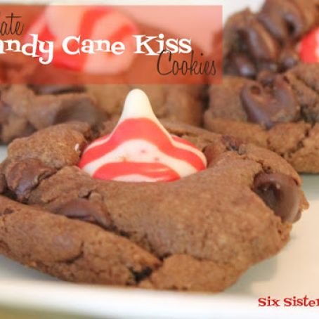 Chocolate Candy Cane Kiss Cookies