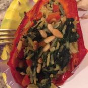 Roasted Red Peppers Stuffed w/ Spinach and Rice